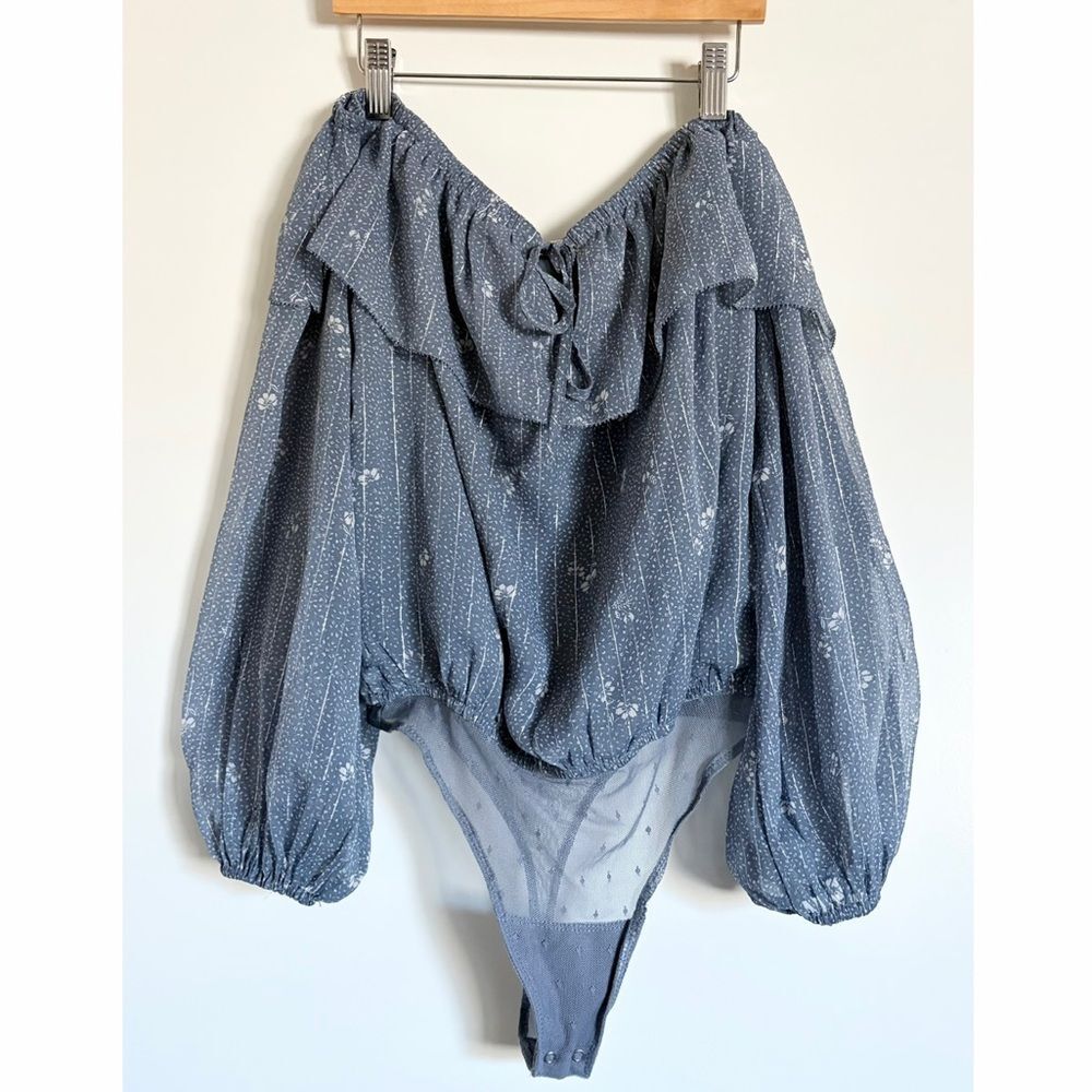 Abercrombie & Fitch Cottagecore Peasant Style Blue Bodysuit Medium